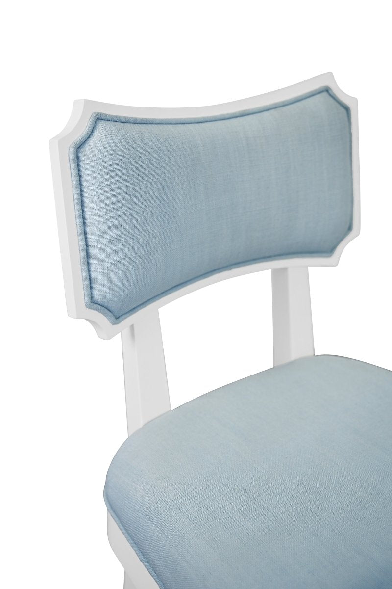 Hayden Light Blue Dining Chair | Worlds Away Bow Back Chair Seat-Back View at Fig Linens and Home