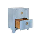 Helena Light Blue Side Table by Worlds Away | Bedside Chest at Fig Linens and Home - Drawers View
