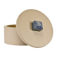Holly Round Ivory Faux Leather Container by Worlds Away - Decorative Jars with Lids 1