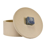 Holly Round Ivory Faux Leather Container by Worlds Away - Decorative Jars with Lids 1