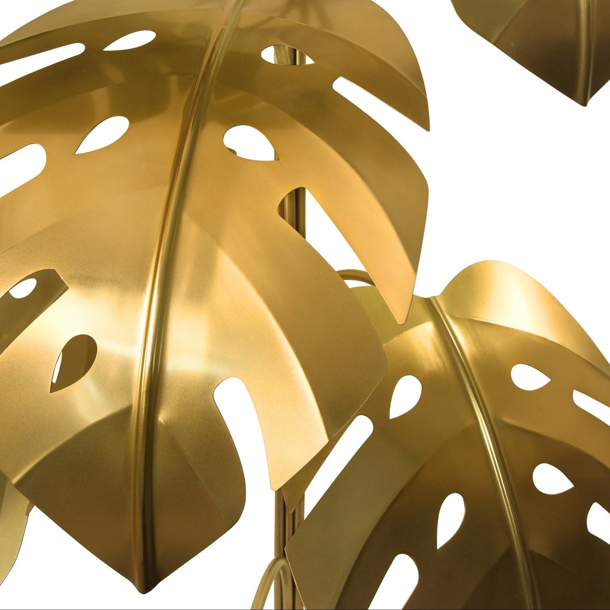 Worlds Away Iggy Monstera Tree Floor Lamp | Brass Finish Lighting at Fig Linens and Home - Detail 1