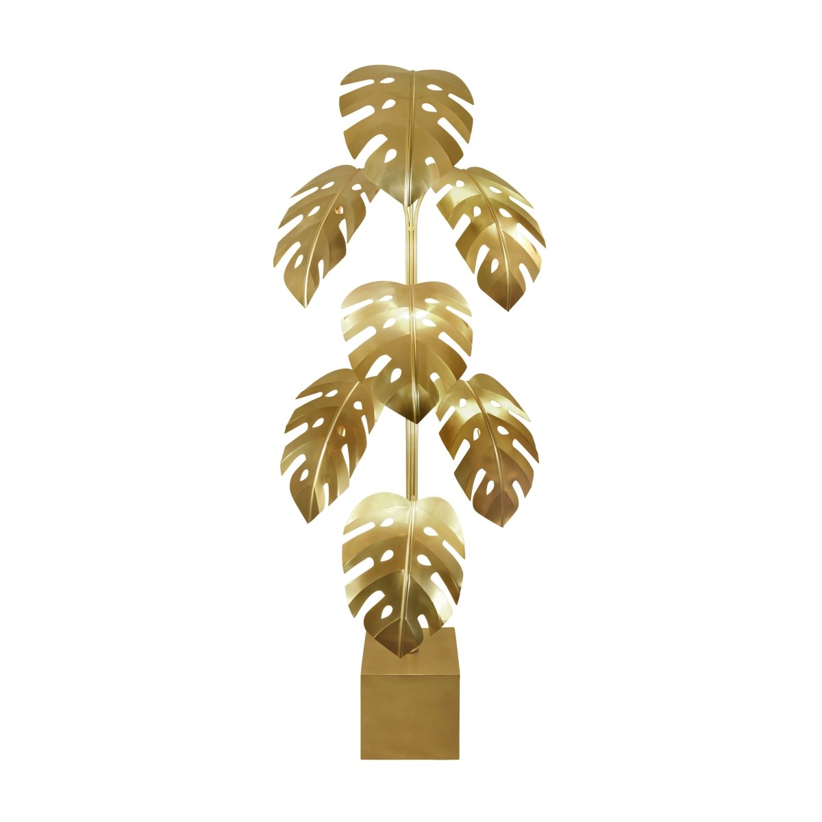 Worlds Away Iggy Monstera Tree Floor Lamp | Brass Finish Lighting at Fig Linens and Home 1