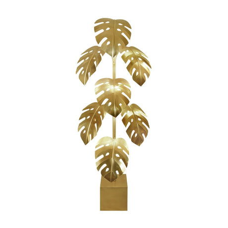 Worlds Away Iggy Monstera Tree Floor Lamp | Brass Finish Lighting at Fig Linens and Home 1