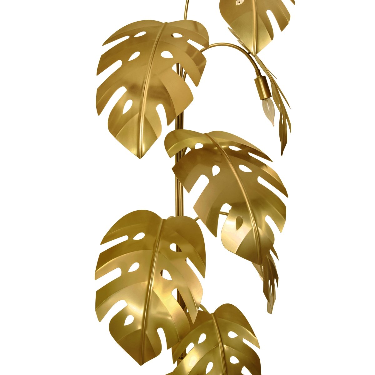 Worlds Away Iggy Monstera Tree Floor Lamp | Brass Finish Lighting at Fig Linens and Home - Detail 2