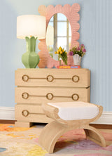 Janna Curved Base Cerused Oak Stool by Worlds Away at Fig Linens and Home - Lifestyle 1