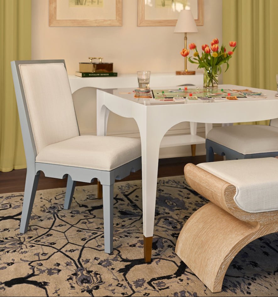 Janna Curved Base Cerused Oak Stool by Worlds Away at Fig Linens and Home - Lifestyle 2
