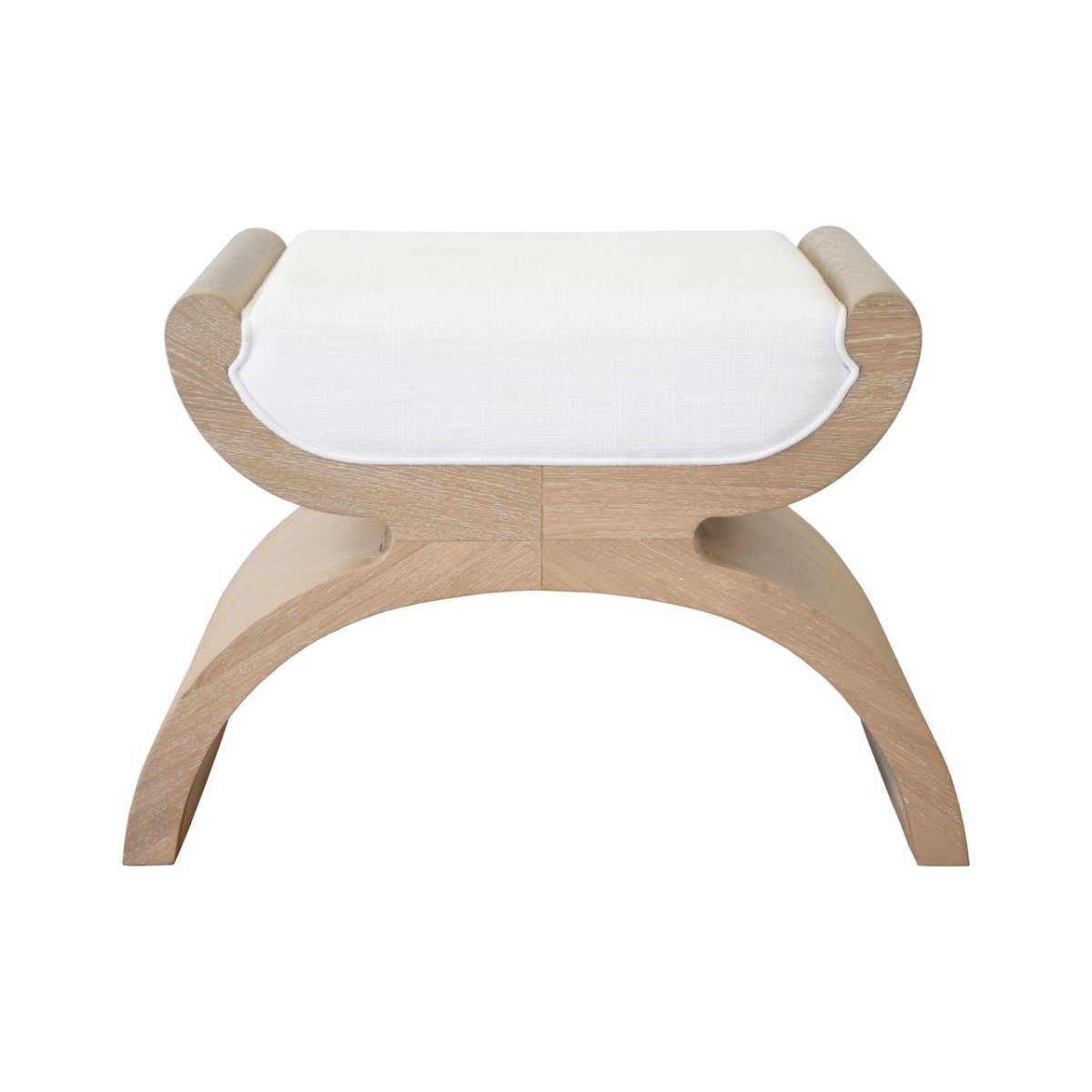 Janna Curved Base Cerused Oak Stool by Worlds Away at Fig Linens and Home - Front View