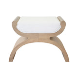 Janna Curved Base Cerused Oak Stool by Worlds Away at Fig Linens and Home - Front View