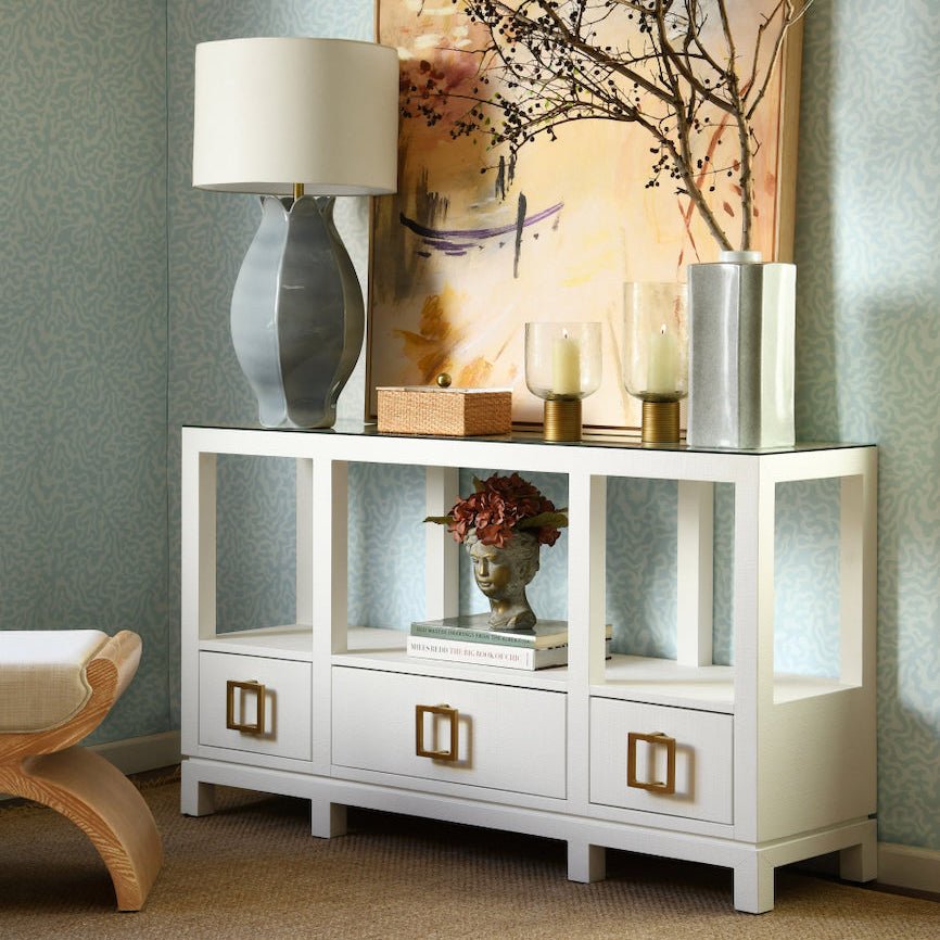 Janna Curved Base Cerused Oak Stool by Worlds Away at Fig Linens and Home - Lifestyle 3