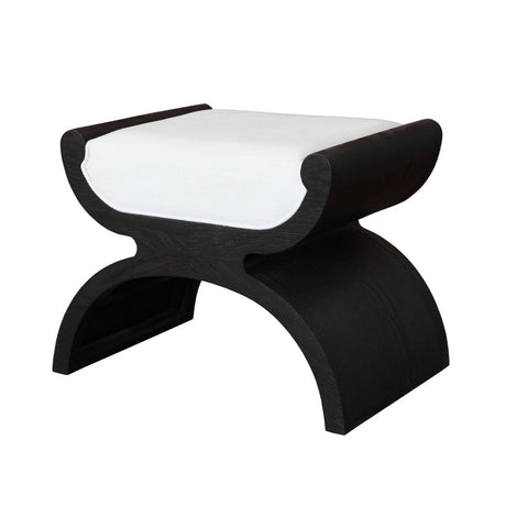 Janna Curved Base Stool in Espresso Oak by Worlds Away at Fig Linens and Home - Angle View