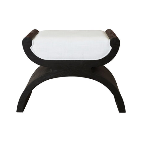Janna Curved Base Stool in Espresso Oak by Worlds Away at Fig Linens and Home - Front View