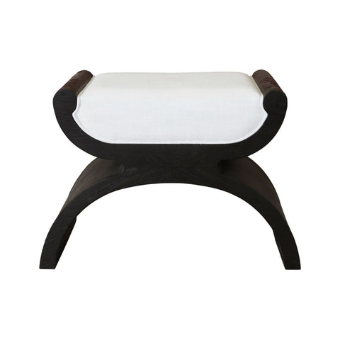 Janna Curved Base Stool in Espresso Oak by Worlds Away – FIG LINENS AND ...