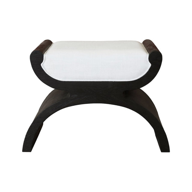 Janna Curved Base Stool in Espresso Oak by Worlds Away at Fig Linens and Home - Front View