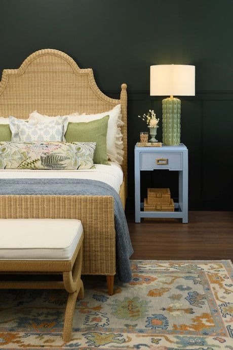 Jean Light Blue Side Table by Worlds Away at Fig Linens and Home - Lifestyle View