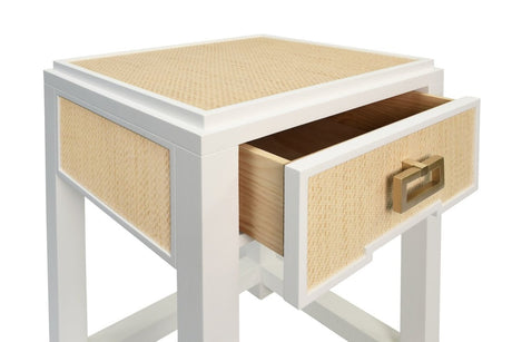 Jean Natural Grasscloth Side Table by Worlds Away at Fig Linens and Home 1 - Nightstand Drawer 1