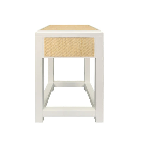 Jean Natural Grasscloth Side Table by Worlds Away at Fig Linens and Home 1 - Nightstand Side View