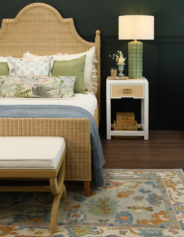 Jean Natural Grasscloth Side Table by Worlds Away at Fig Linens and Home - Lifestyle