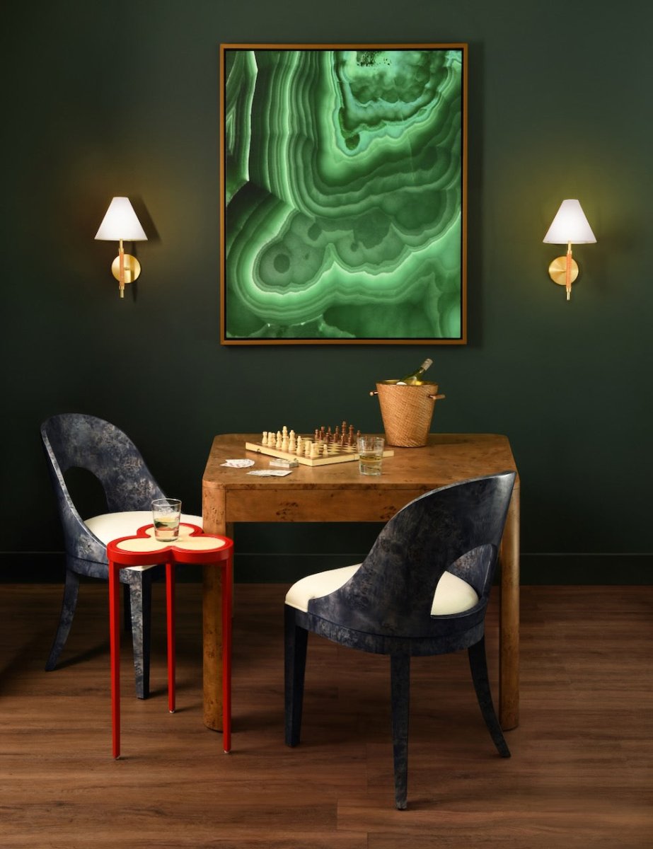 Worlds Away Jett Dark Burlwood Game Table at Fig Linens and Home - Lifestyle 3