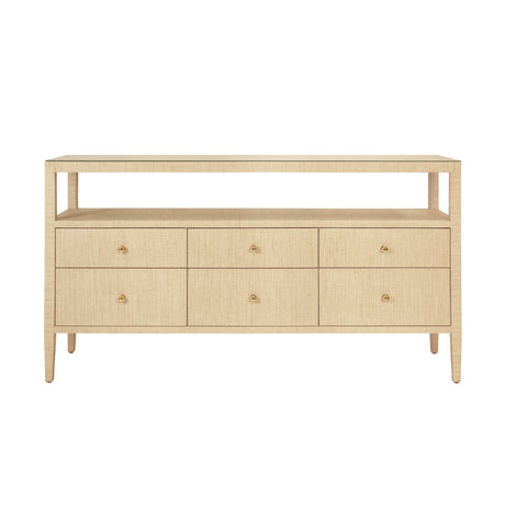 Jordan Natural Buffet Cabinet by Worlds Away | 6-Drawer Console Table at Fig Linens and Home 1