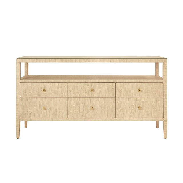 Jordan Natural Buffet Cabinet by Worlds Away | 6-Drawer Console Table at Fig Linens and Home 1
