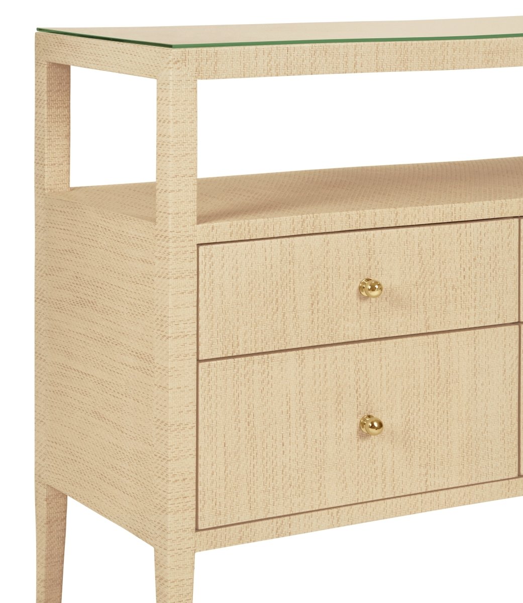 Jordan Natural Buffet Cabinet by Worlds Away | 6-Drawer Console at Fig Linens and Home - Detail 1