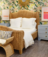 Jovi Queen Bed by Worlds Away at Fig Linens and Home | Coastal Winged Headboard Bed - Lifestyle 2