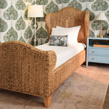Jovi Twin Bed by Worlds Away | Winged Headboard Woven Coastal Bed at Fig Linens and Home 4