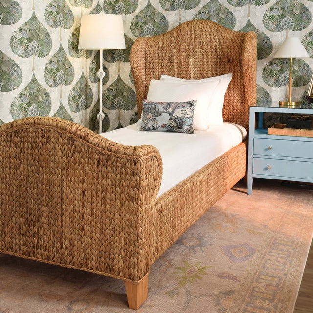 Jovi Twin Bed by Worlds Away | Winged Headboard Woven Coastal Bed at Fig Linens and Home 4