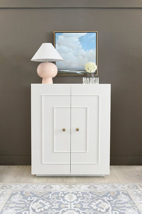 Judd White 2-Door Cabinet by Worlds Away - Interior at Fig Linens and Home 5