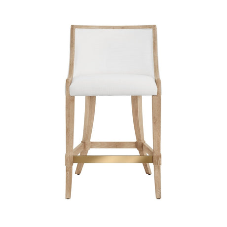 Keaton Cerused Oak Counter Stool by Worlds Away | Kitchen and Bar Seating Front View