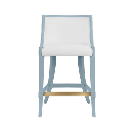 Keaton Light Blue Counter Stool by Worlds Away | Kitchen and Bar Stool Front View