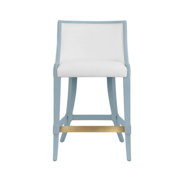 Keaton Light Blue Counter Stool by Worlds Away | Kitchen and Bar Stool Front View