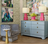 Kilmer Light Blue Cabinet by Worlds Away at Fig Linens and Home - Dresser with 6 Drawers - Lifestyle