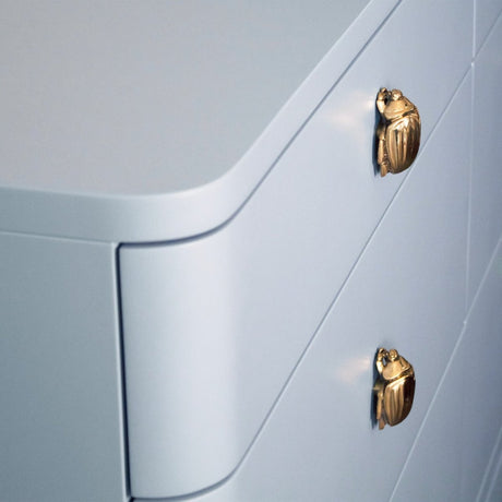 Kilmer Light Blue Cabinet by Worlds Away at Fig Linens and Home - Corner Detail of 6-Drawer Dresser
