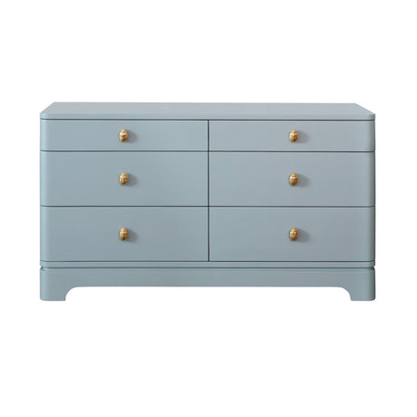 Kilmer Light Blue Cabinet by Worlds Away at Fig Linens and Home - Front of 6-Drawer Dresser