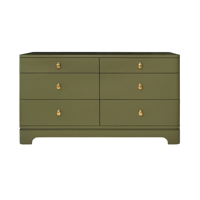 Kilmer Olive Green Cabinet by Worlds Away at Fig Linens and Home - Dresser Front View