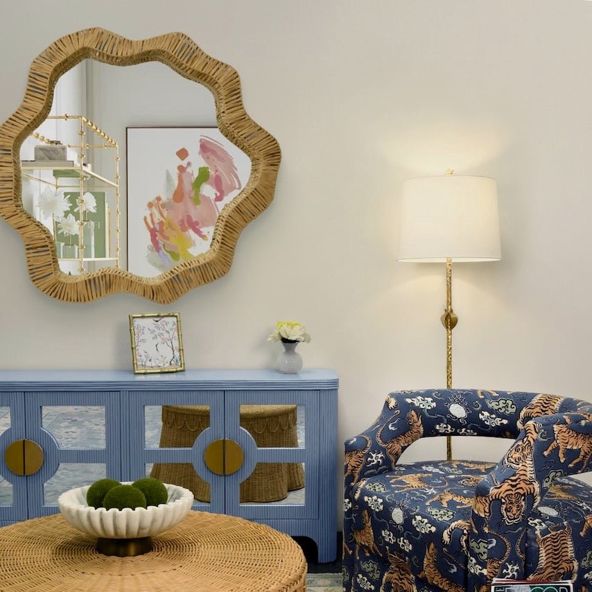 Komodo Rattan Mirror by Worlds Away | Wall Mirrors at Fig Linens and Home View 3