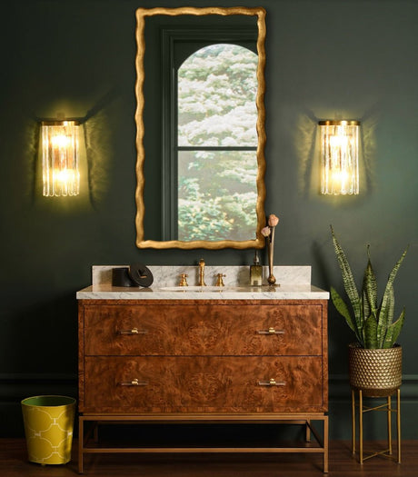 Kylo Brass Finish Wall Mirror | Worlds Away Rectangular Mirror at Fig Linens and Home - Lifestyle 3