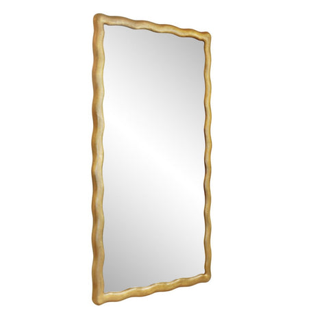 Kylo Brass Finish Wall Mirror | Worlds Away Rectangular Mirror at Fig Linens and Home - Angle