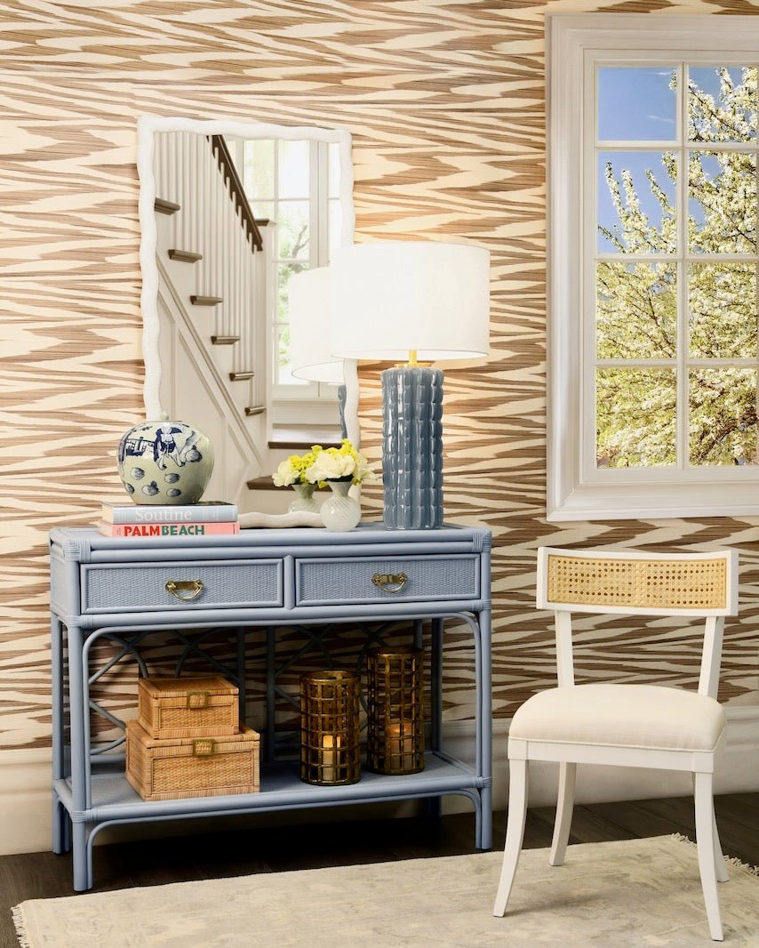 Kylo White Wall Mirror by Worlds Away | Rectangular White Mirror at Fig Linens and Home