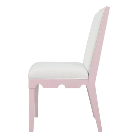 Lanister Performance Fabric Pink Dining Chair by Worlds Away at Fig Linens and Home - Side View