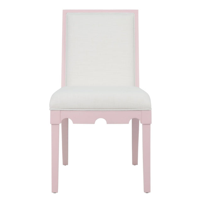 Lanister Performance Fabric Pink Dining Chair by Worlds Away at Fig Linens and Home - Front View