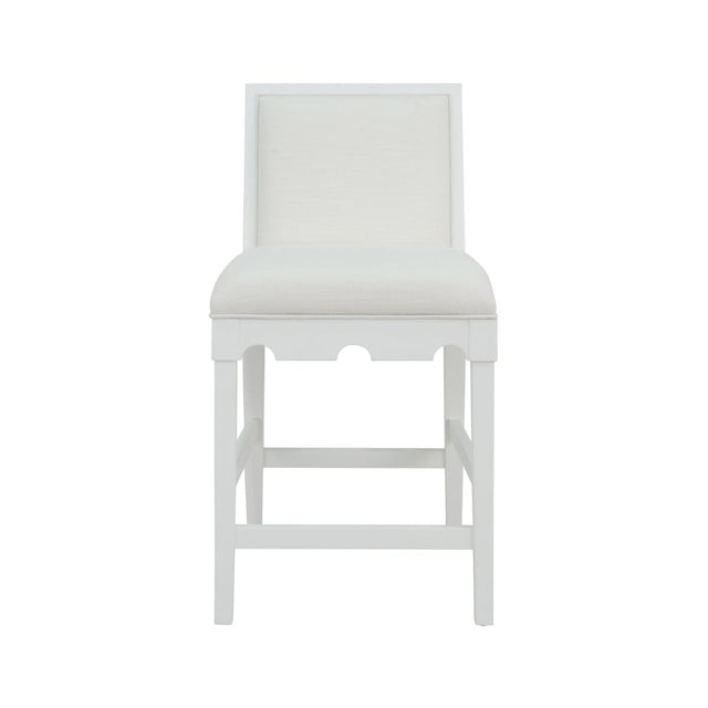 Lanister White Bar & Counter Stool by Worlds Away 40.25"H x 19.25"W x 22.25"D White at FIG LINENS AND HOME 1