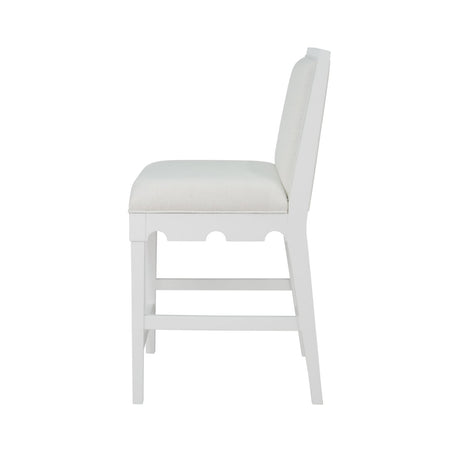 Lanister White Bar & Counter Stool by Worlds Away 40.25"H x 19.25"W x 22.25"D White at FIG LINENS AND HOME 4