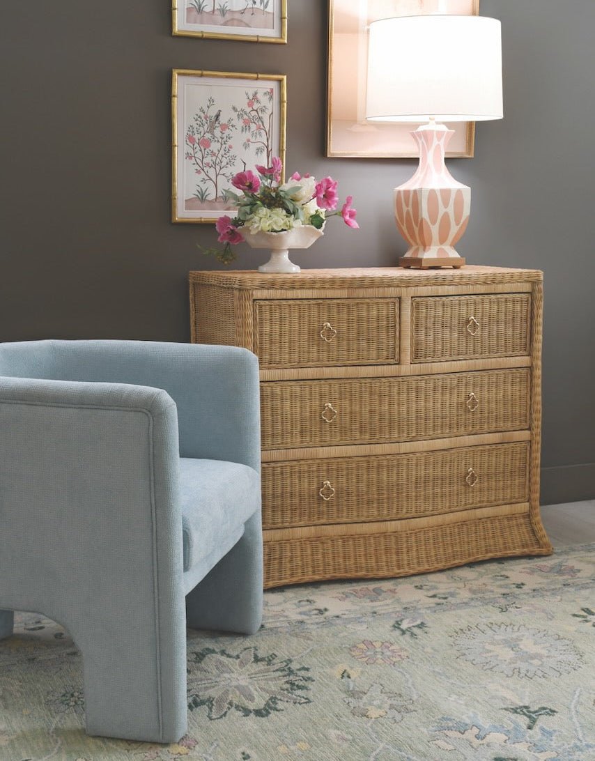 Lansky Light Blue Chenille Barrel Chair by Worlds Away - Lifestyle 1