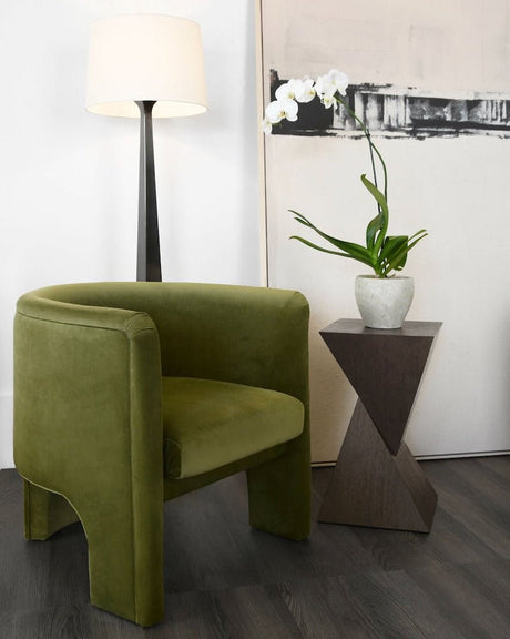 Lansky Olive Green Velvet Barrel Chair 2 - Worlds Away Lifestyle
