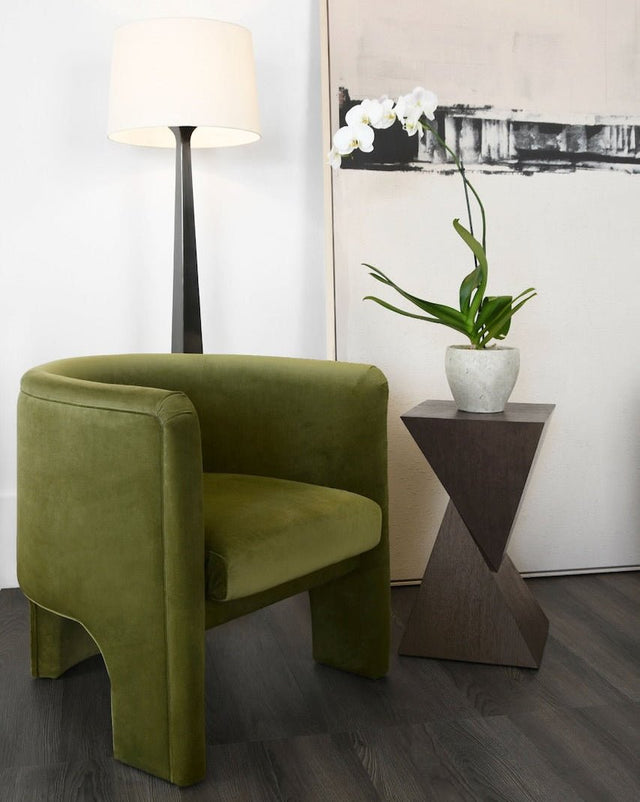 Lansky Olive Green Velvet Barrel Chair 2 - Worlds Away Lifestyle
