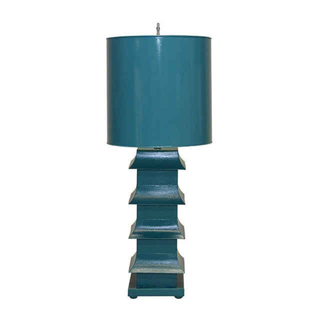 Large Turquoise Pagoda Lamp by Worlds Away at Fig Linens and Home