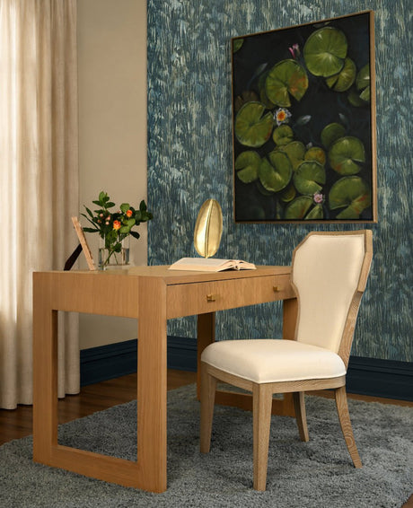 Worlds Away Lifestyle Image of Larkin Natural Oak Desk at Fig Linens and Home