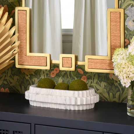 Lifestyle View of Lilibet Oval Marble Tray with Carved Edges | Worlds Away at Fig Linens and Home 1